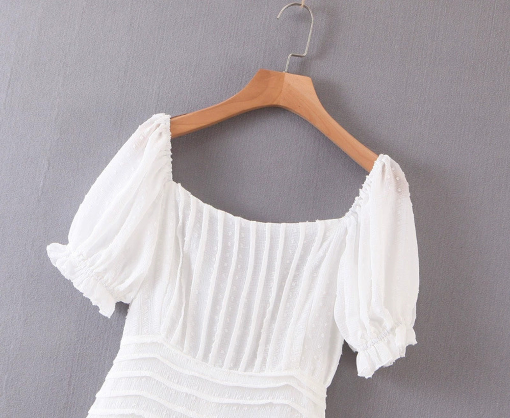 Spring Sweet Crinkle Backless Drawstring Dress - Picture 6 of 6